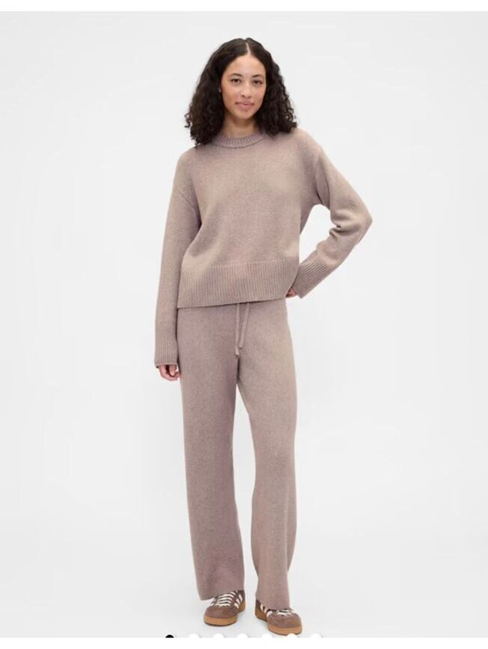 Gap CashSoft Relaxed Ribbed Sweater Pants Flannel Taupe tan XL
